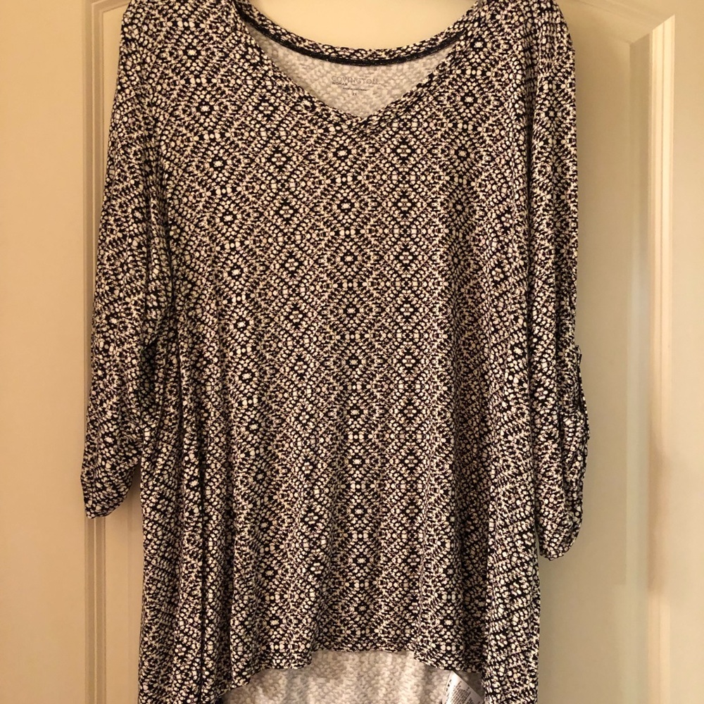 Flowing black and white top